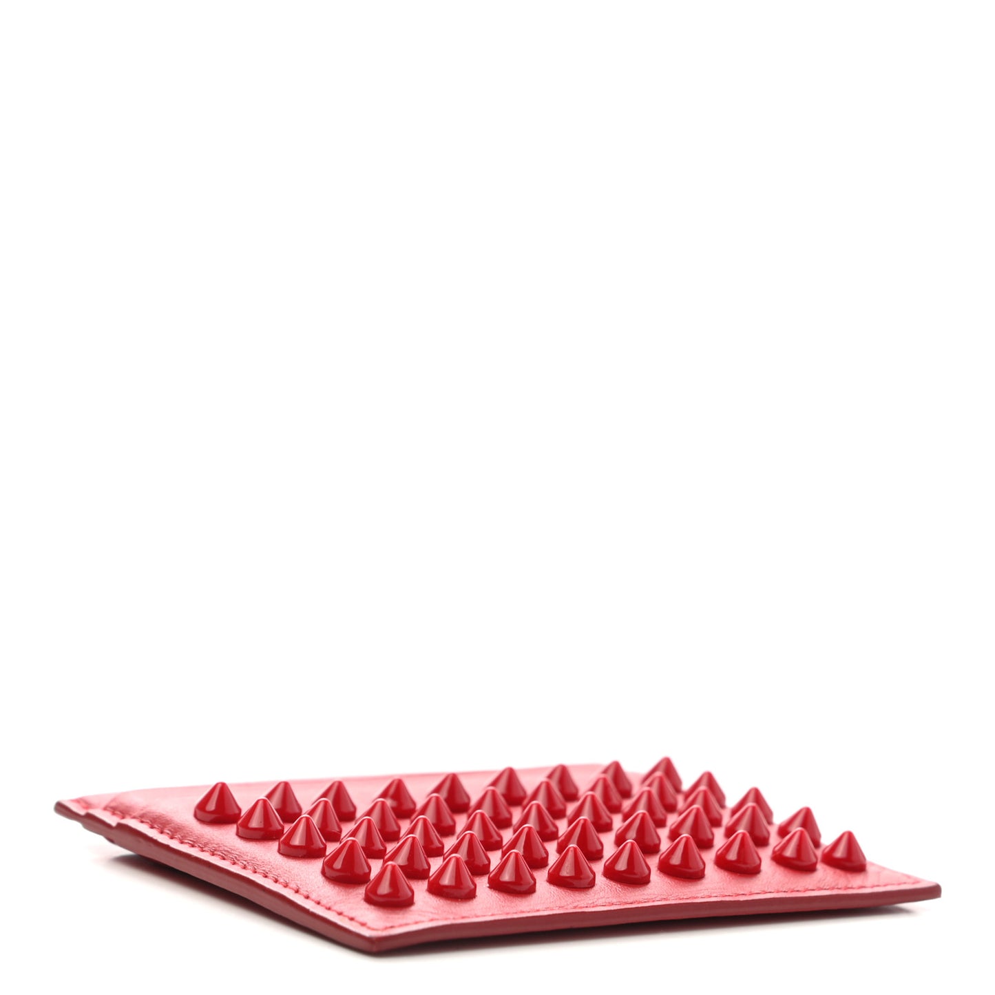 Calfskin Paris Spikes Kios Card Holder Red