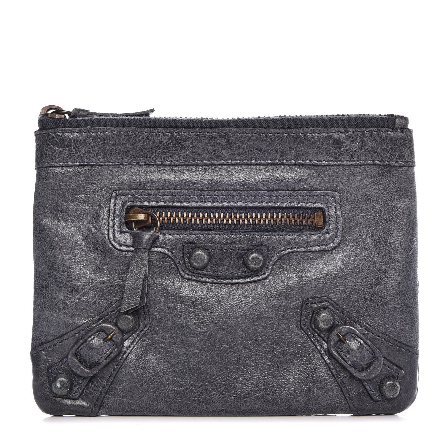 Balenciaga Agneau Rubber Covered Classic Hardware M Porte-Monnaie Coin Purse Grey 1 of 7