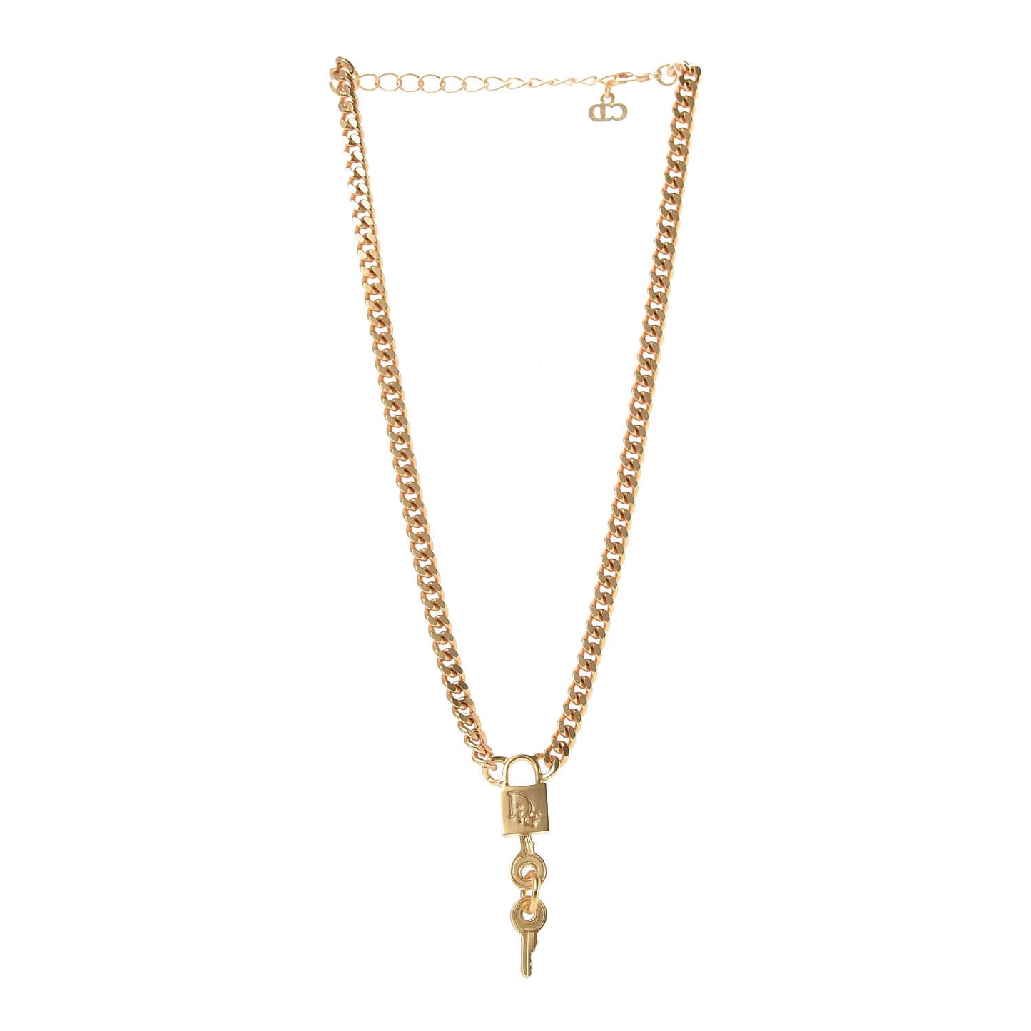 Metal Lock and Key Necklace Matte Gold