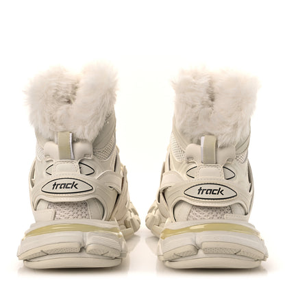 Balenciaga Mesh Nylon Faux Fur Womens Track Hike Sneakers 37 White 6 of 9