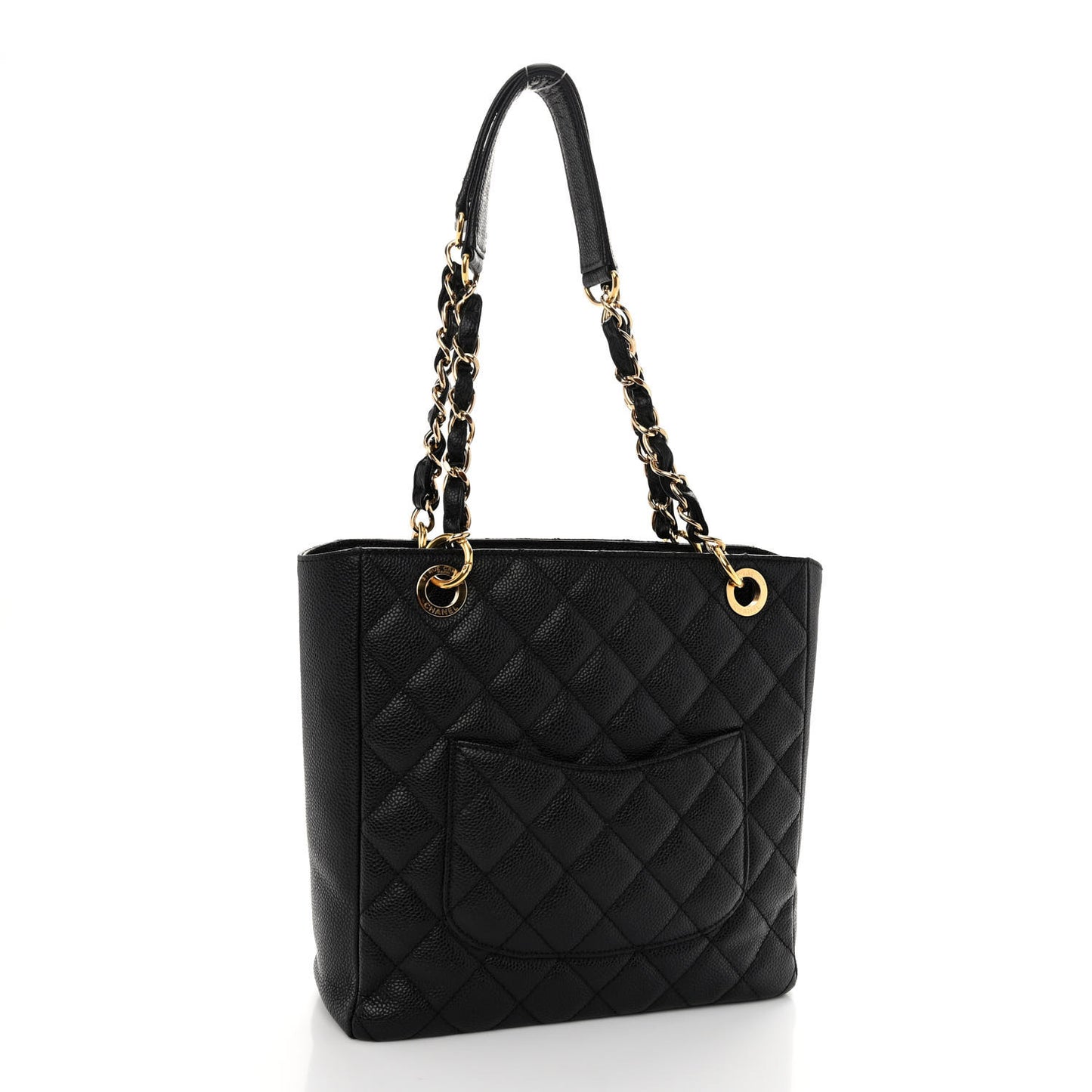 Caviar Quilted Petit Shopping Tote PST Black