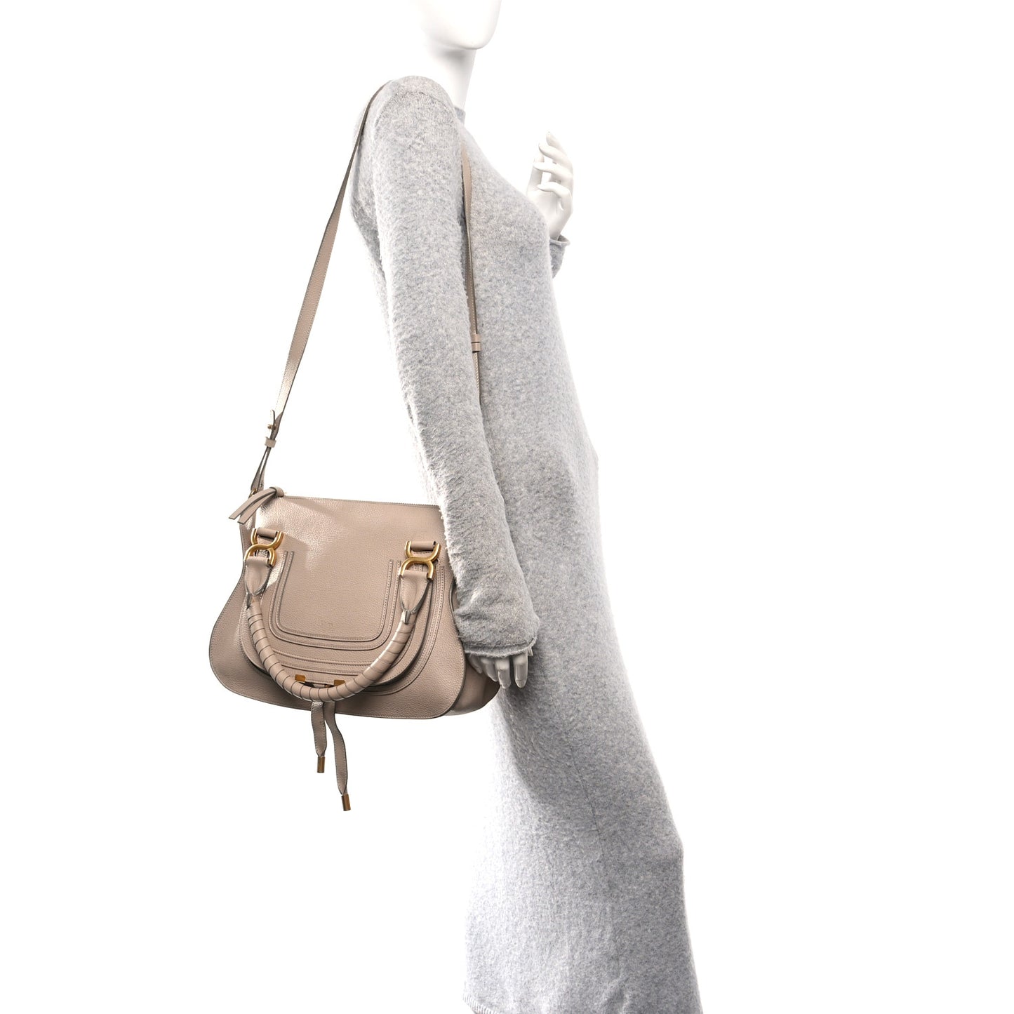 Calfskin Medium Marcie Satchel Rope Beige