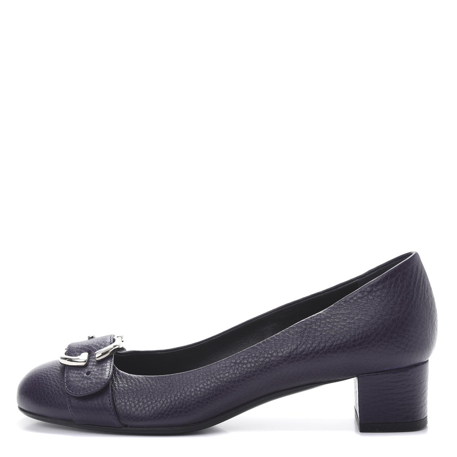 Gucci Calfskin GG Buckle Mid Heel Pumps 36.5 Deep Purple 1 of 10