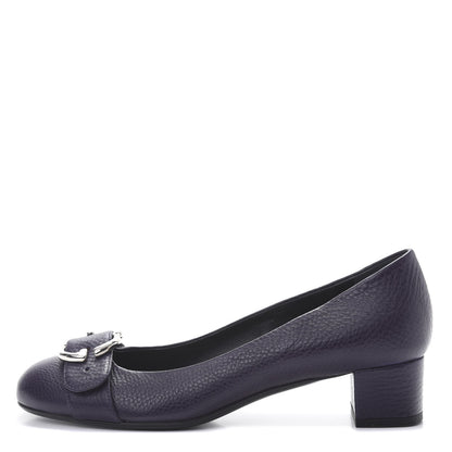 Gucci Calfskin GG Buckle Mid Heel Pumps 36.5 Deep Purple 1 of 10