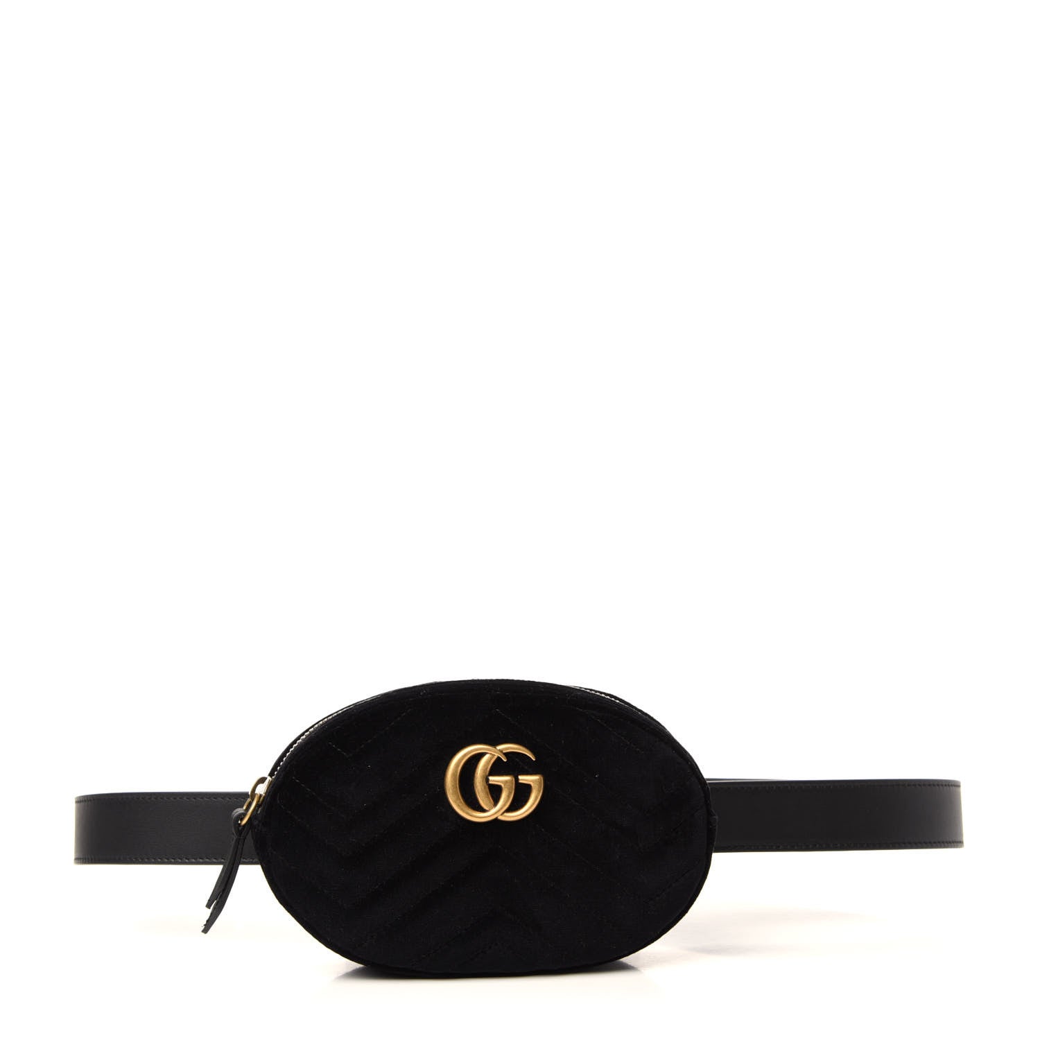 Gucci Velvet Matelasse GG Marmont Belt Bag 95 38 Black 1 of 10