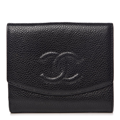 Chanel Caviar Timeless CC Compact French Wallet Black 1 of 11