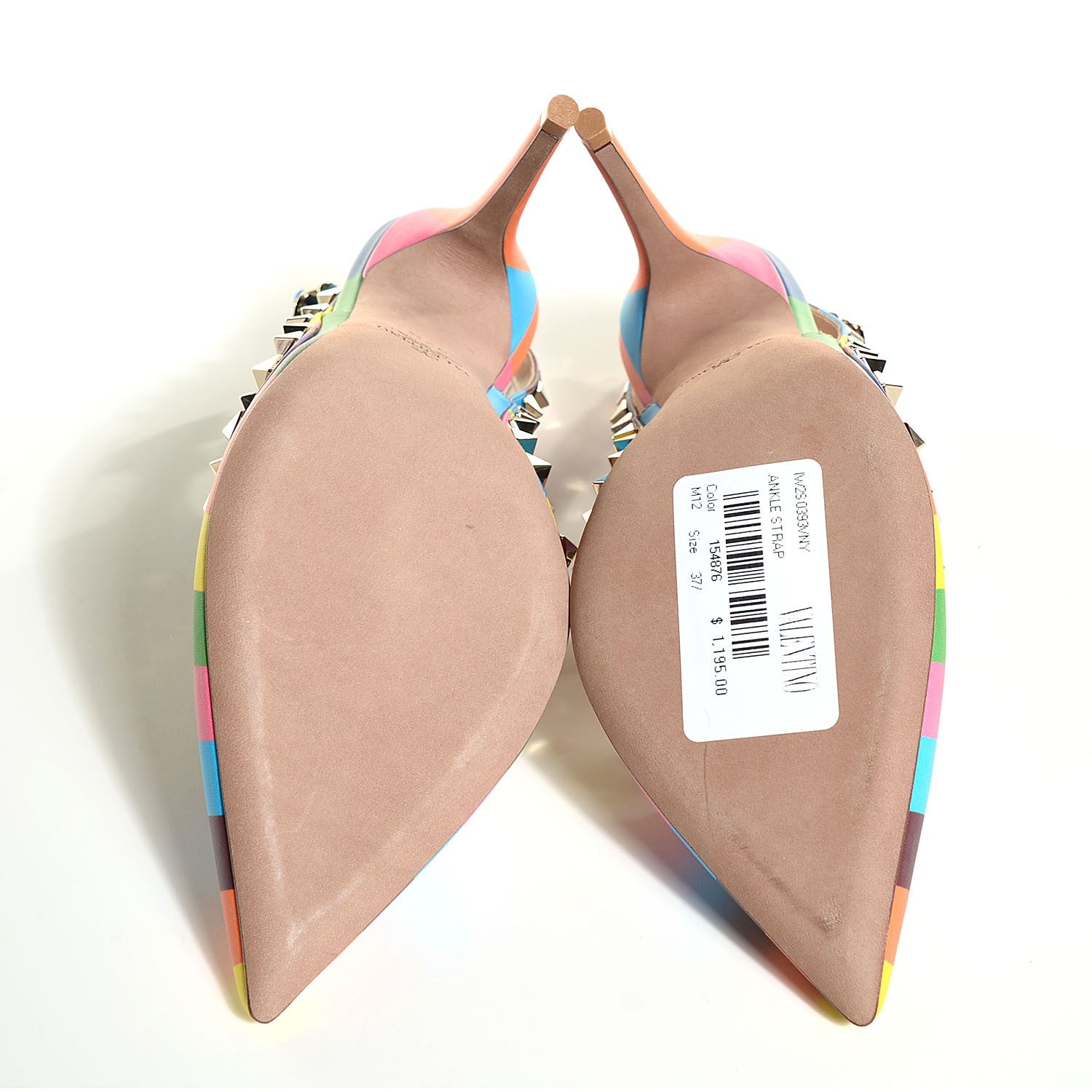 Valentino Garavani Calfskin 1973 Rockstud Ankle Strap 100mm Pumps 37.5 Multicolor 5 of 7