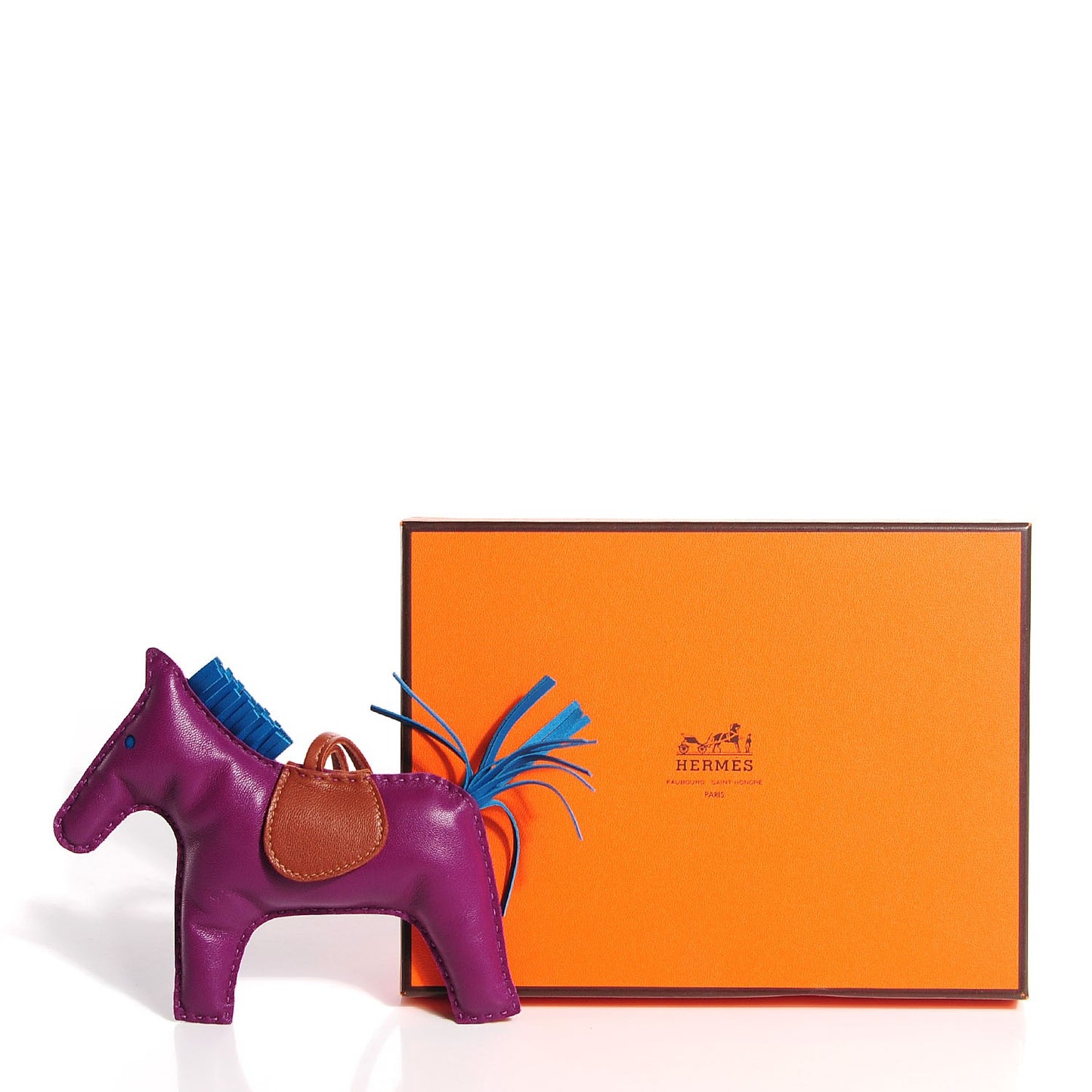 Milo Lambskin Grigri Rodeo Horse Bag Charm GM Anemone Bleu Izmir Fauve