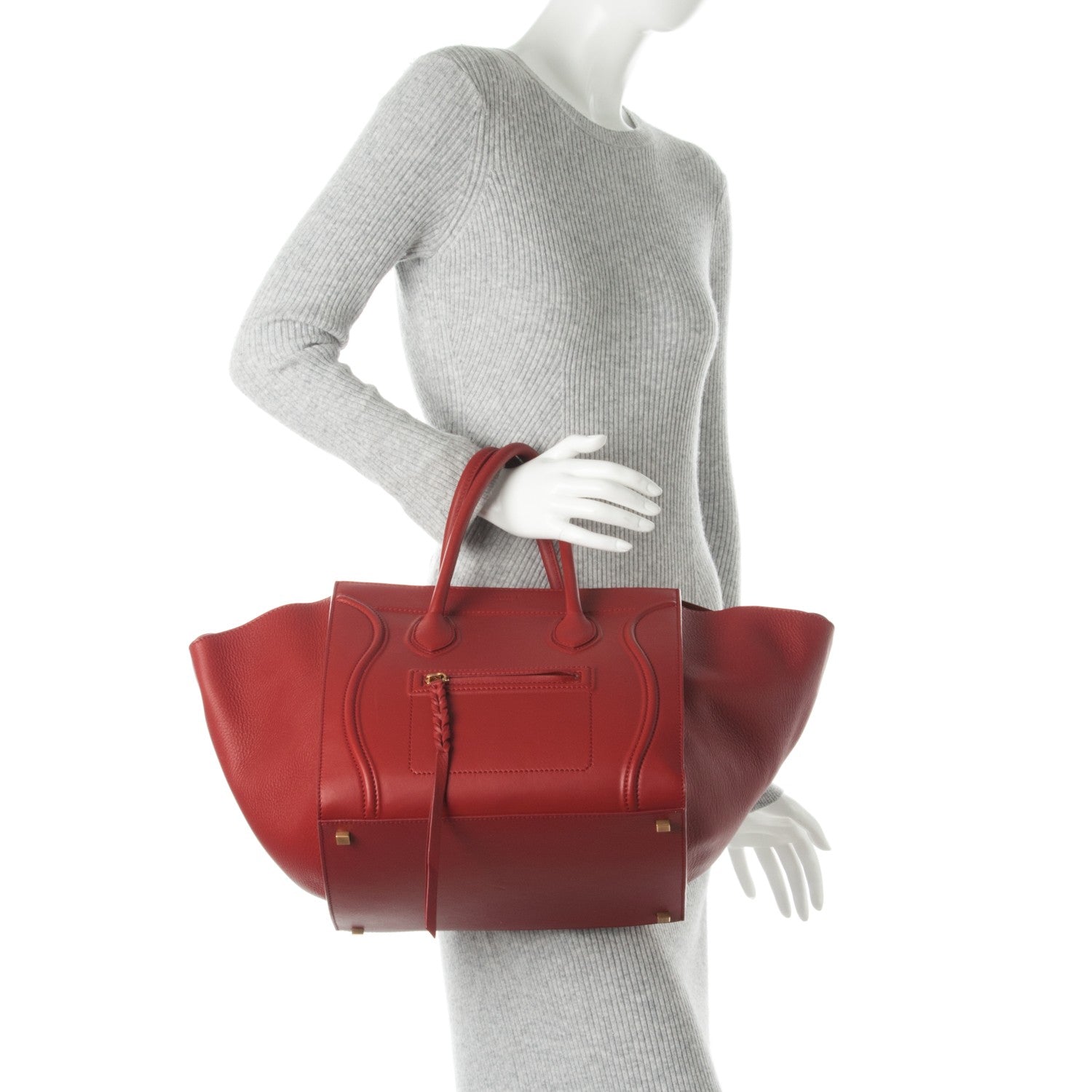 Celine Supple Calfskin Medium Phantom Luggage Red 2 of 8