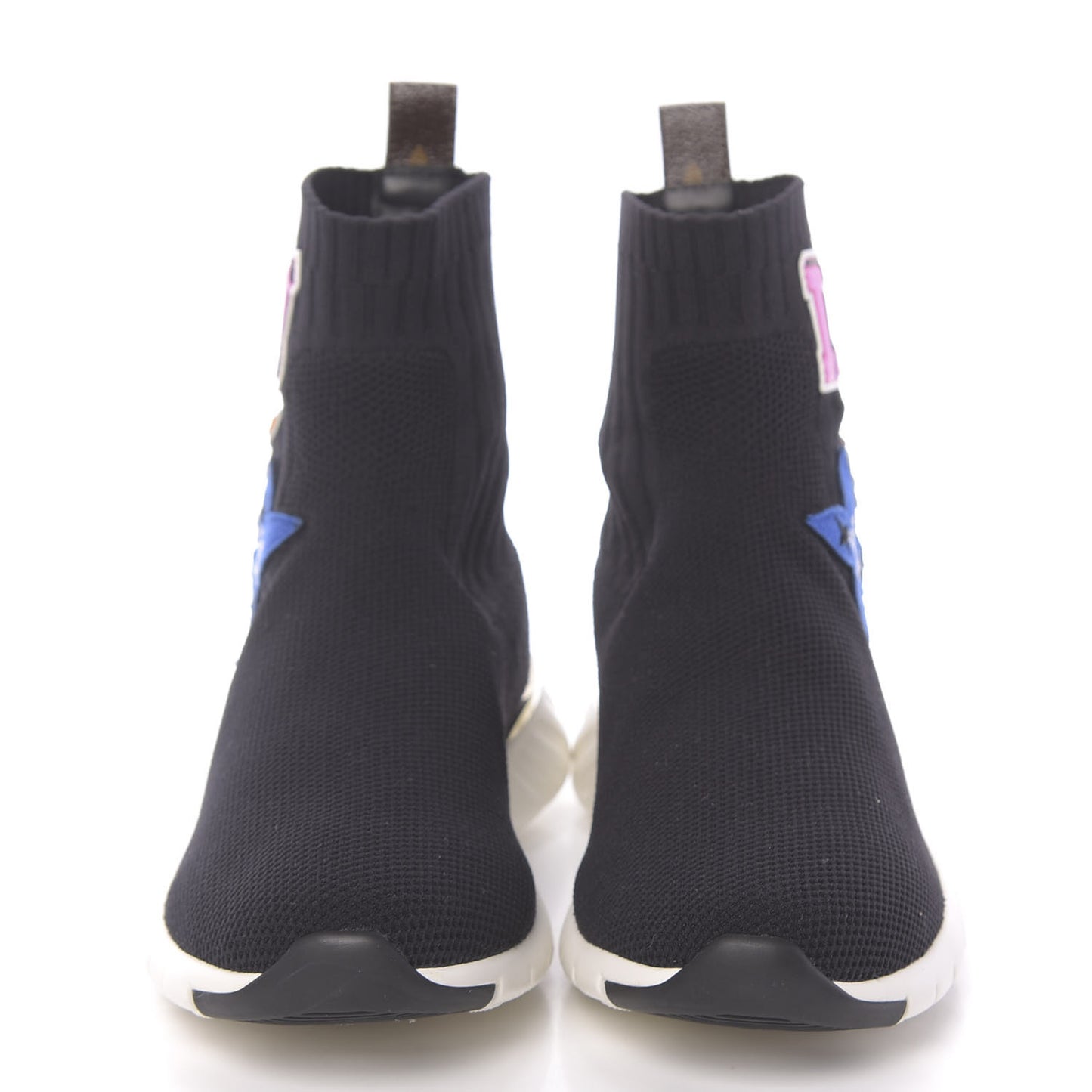 Stretch Fabric LV Black Heart Sock Sneaker 37 Black