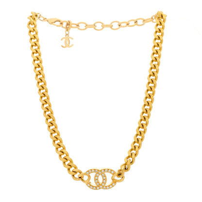 Chanel Crystal Chain Link CC Choker Necklace Gold 2 of 5
