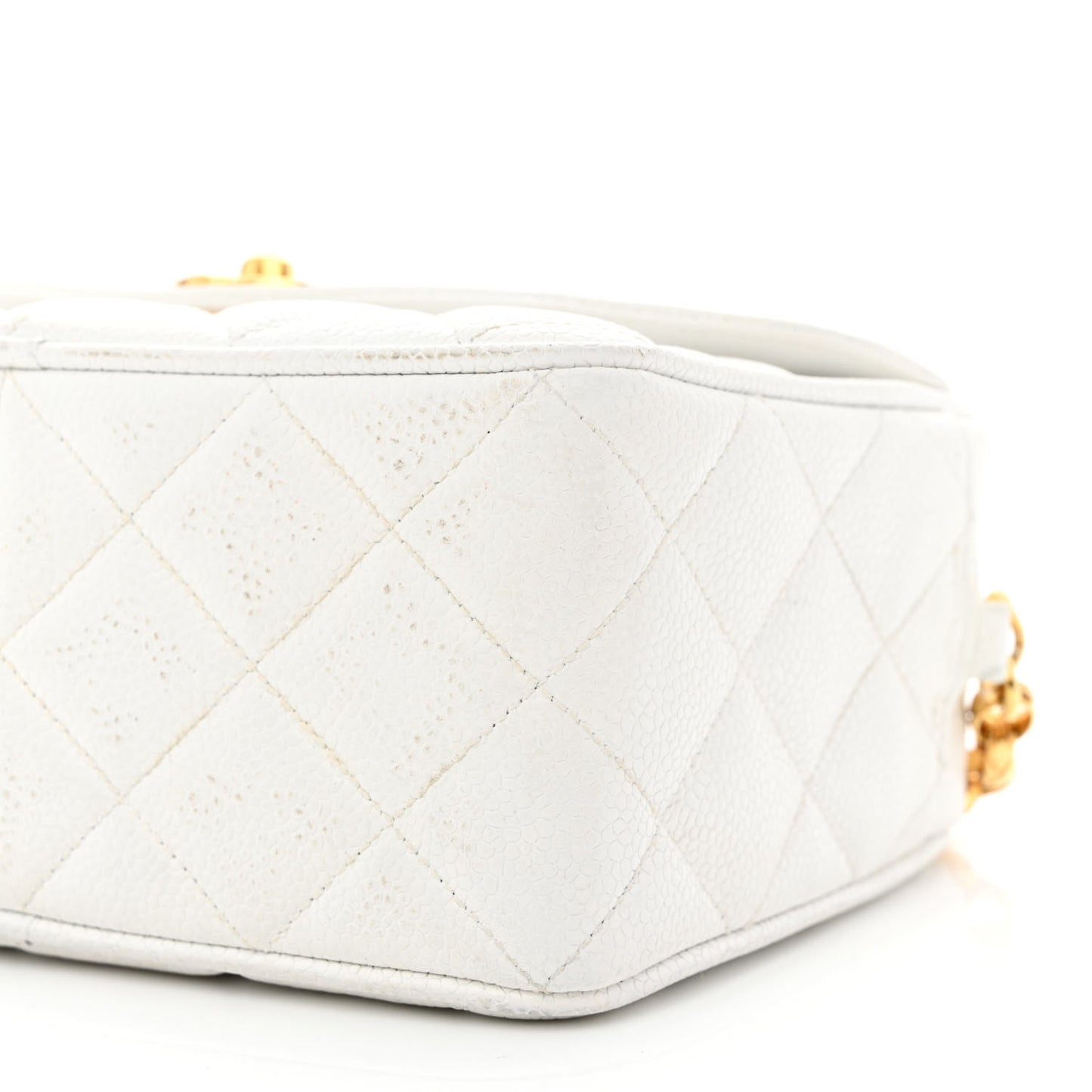 Caviar Quilted CC Camera Case White