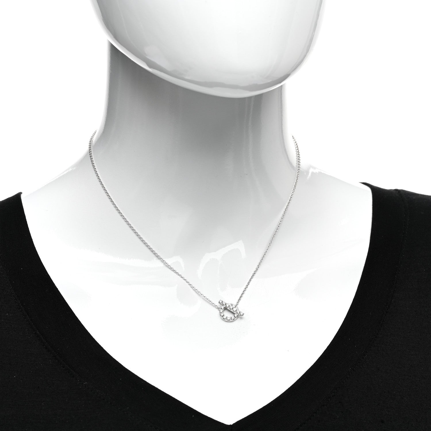 Hermes 18K White Gold Diamond Finesse Pendant Necklace 2 of 5