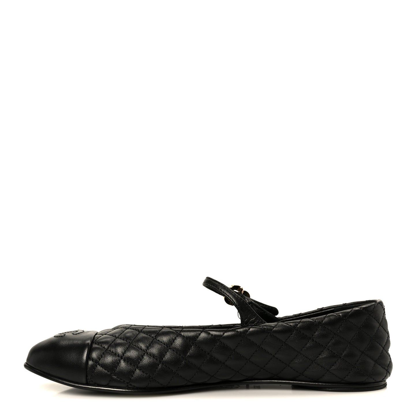 Lambskin Quilted Mary Jane Flats 36.5 Black