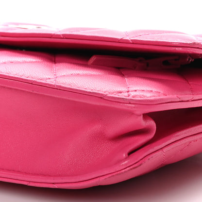 Chanel Lambskin Quilted Wallet On Chain WOC Dark Pink 11 of 11