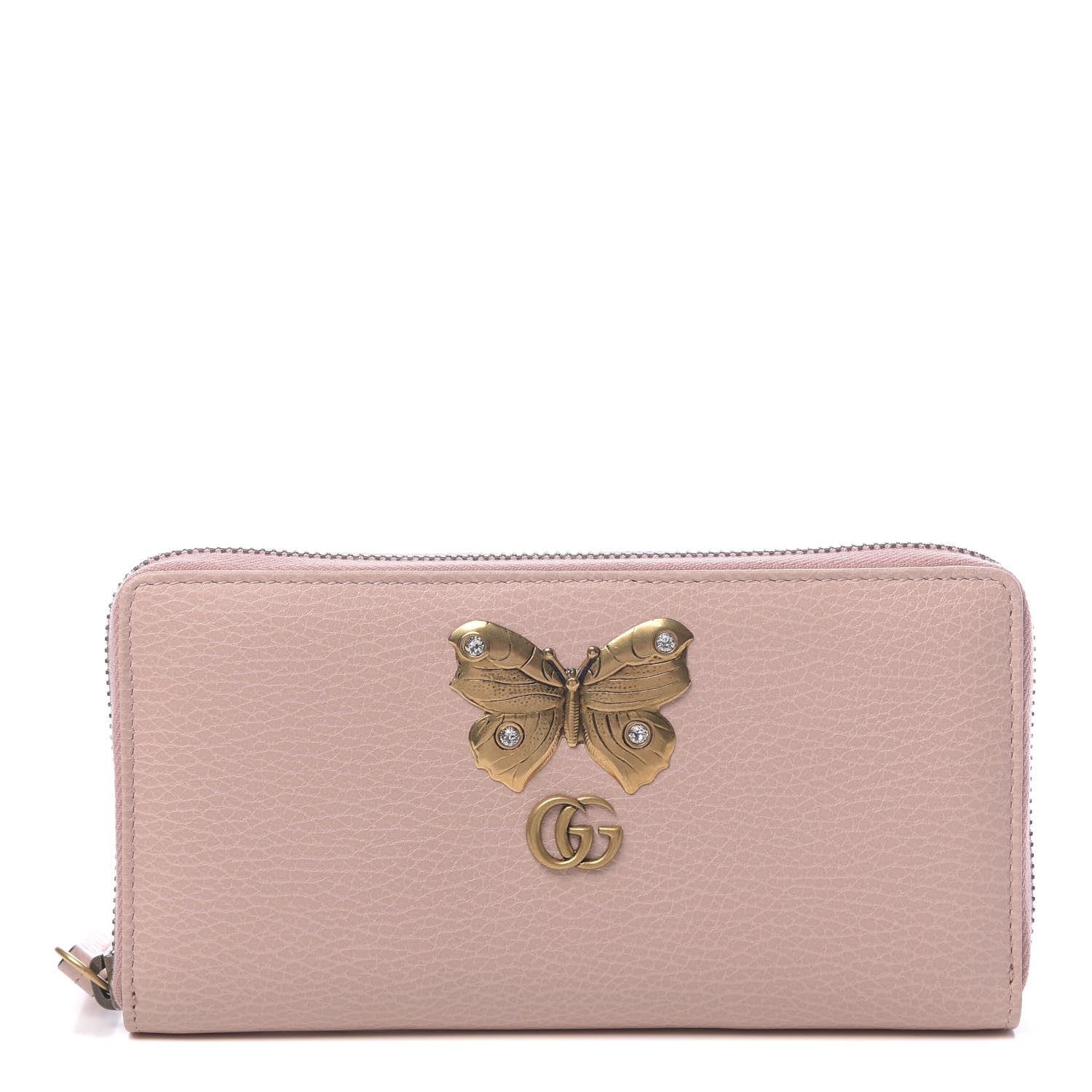 Gucci Calfskin Butterfly Farfalla Zip Around Wallet Perfect Pink 1 of 7