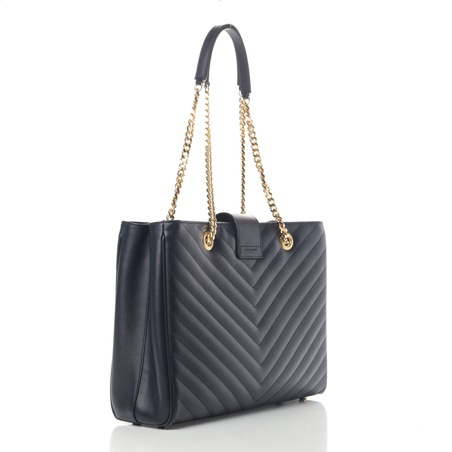 Grain De Poudre Matelasse Chevron Monogram Shopping Bag Deep Marine