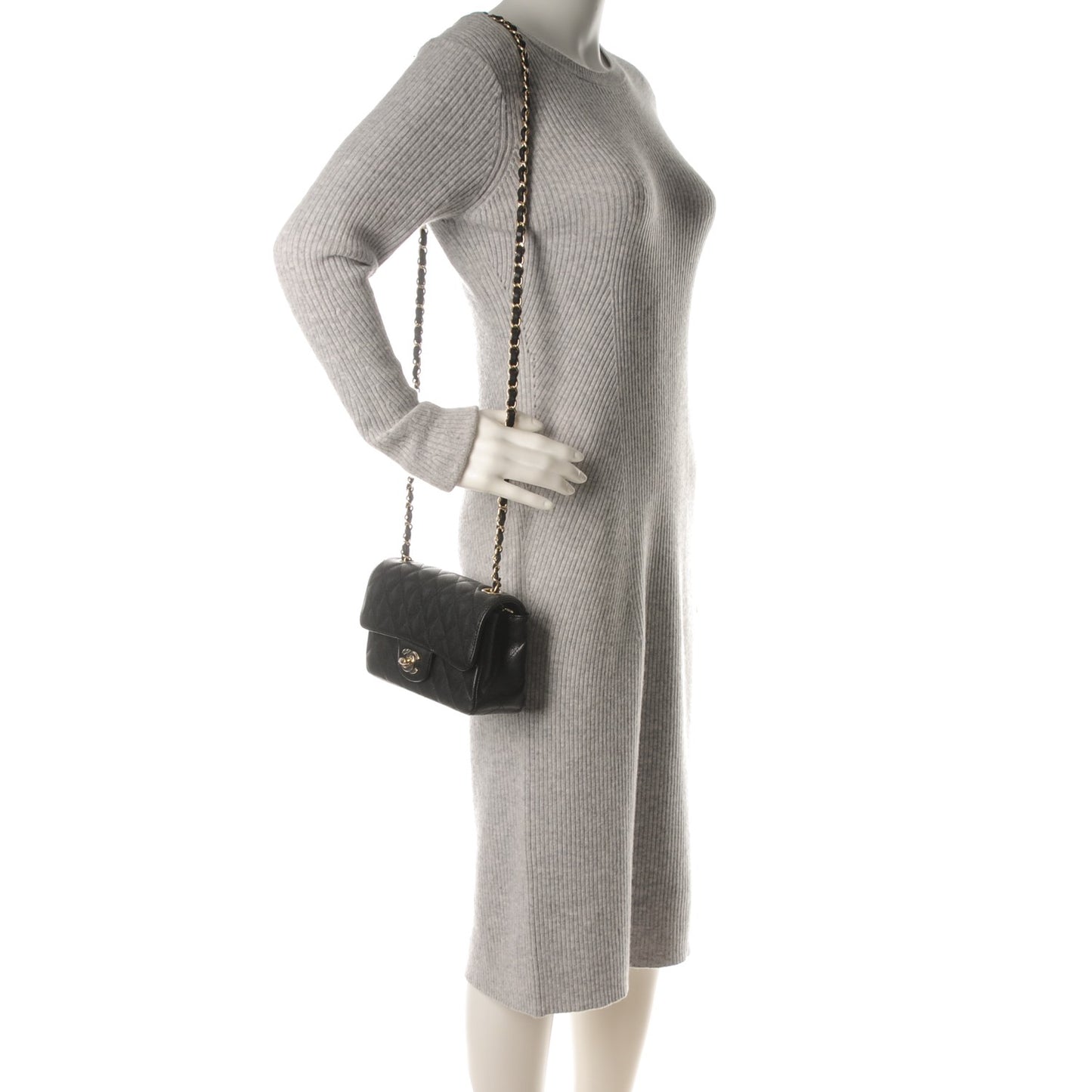 Caviar Quilted Mini Rectangular Flap Black