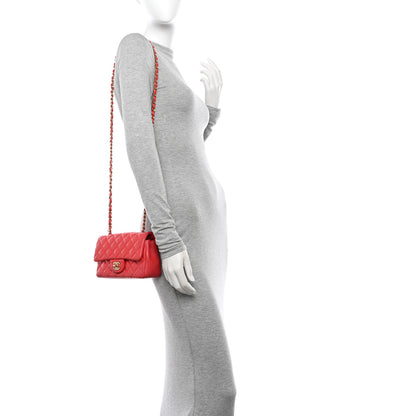 Chanel Lambskin Quilted Mini Rectangular Flap Red 2 of 14