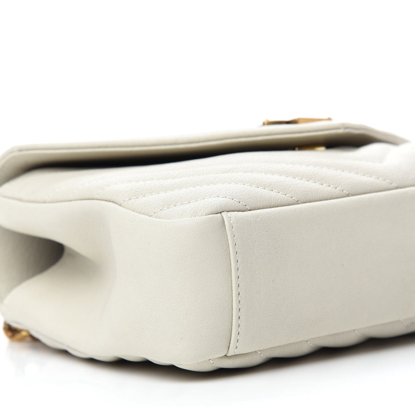 Sheepskin Matelasse Chevron Monogram Medium College Bag Crema Soft