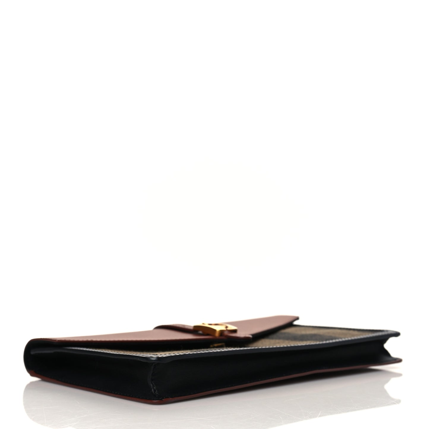 Calfskin Pequin Large Chameleon Envelope Clutch Tobacco