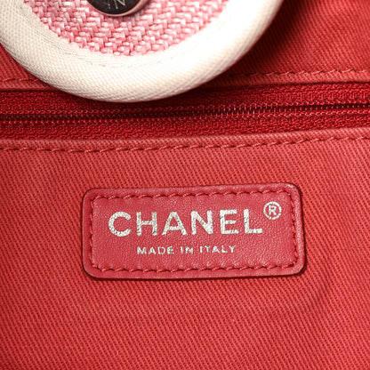 Chanel Woven Straw Raffia Medium Deauville Tote Pink White 6 of 10