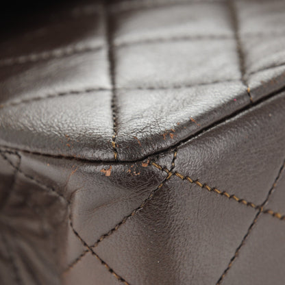 Chanel Lambskin Quilted Medium Double Flap Dark Brown 20 of 22