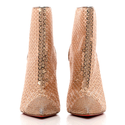 Christian Louboutin Glitter Diams Paillettes Gipsybootie 100 Ankle Boots 40 Nude 2 of 8