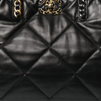 Chanel Lambskin Quilted Chanel 19 East West Shopping Bag Black 8 of 10