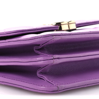 Chanel Lambskin Quilted Pick Me Up Clutch With Chain Purple 10 of 12