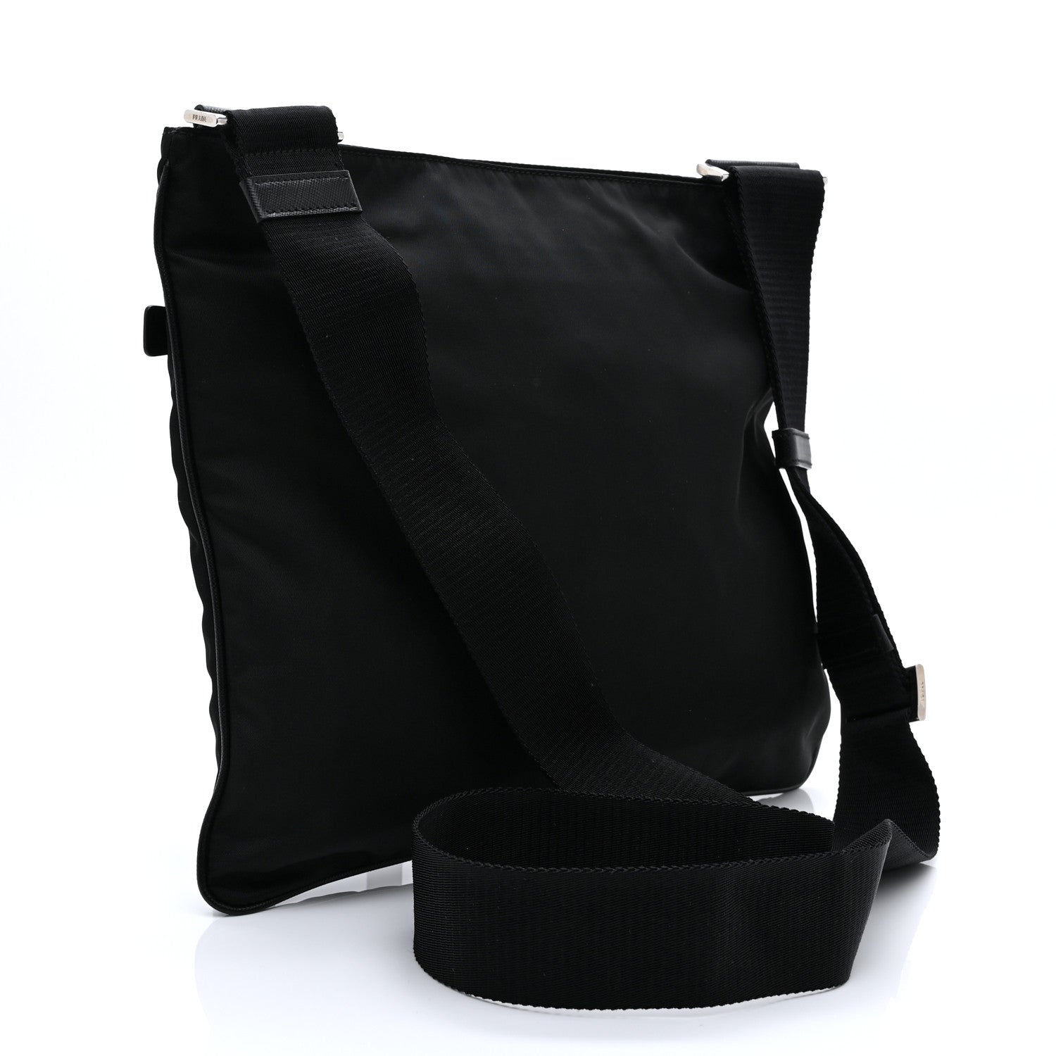 Prada Tessuto Nylon Saffiano Flat Messenger Bag Black 3 of 11
