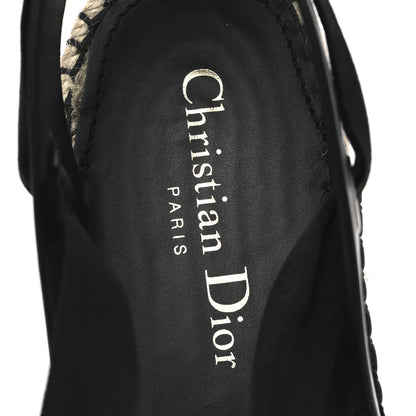 Christian Dior Canvas Calfskin Nicely-D Ankle Tie Espadrilles Flats 41 Black Multicolor 9 of 10
