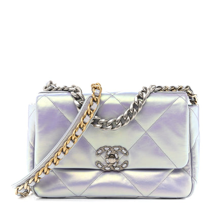 Chanel Iridescent Calfskin Quilted Medium Chanel 19 Flap Light Purple Blue 1 of 11