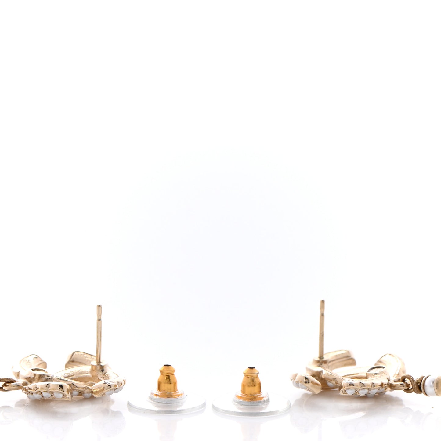 Pearl CC Tear Drop Earrings Gold