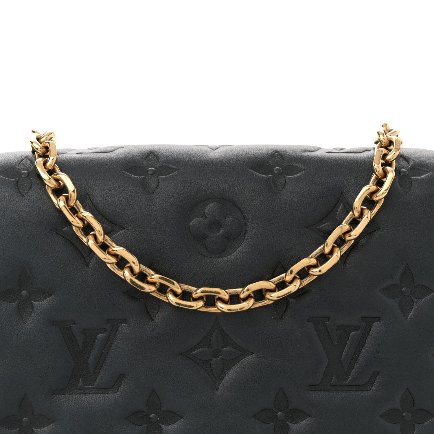 Louis Vuitton Lambskin Embossed Monogram Pochette Coussin Black 7 of 13