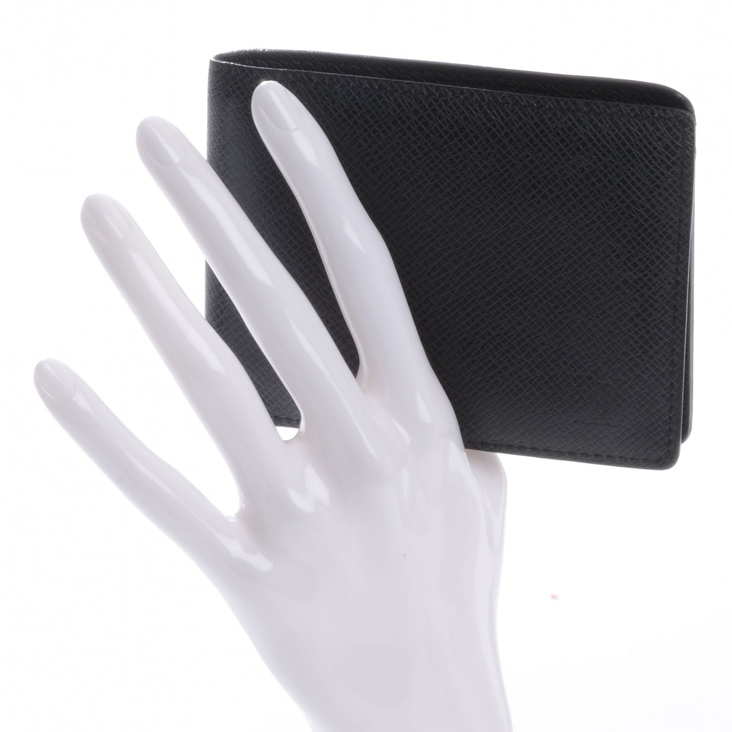 Louis Vuitton Taiga Mens Billfold Wallet 3 Flap Black 2 of 7