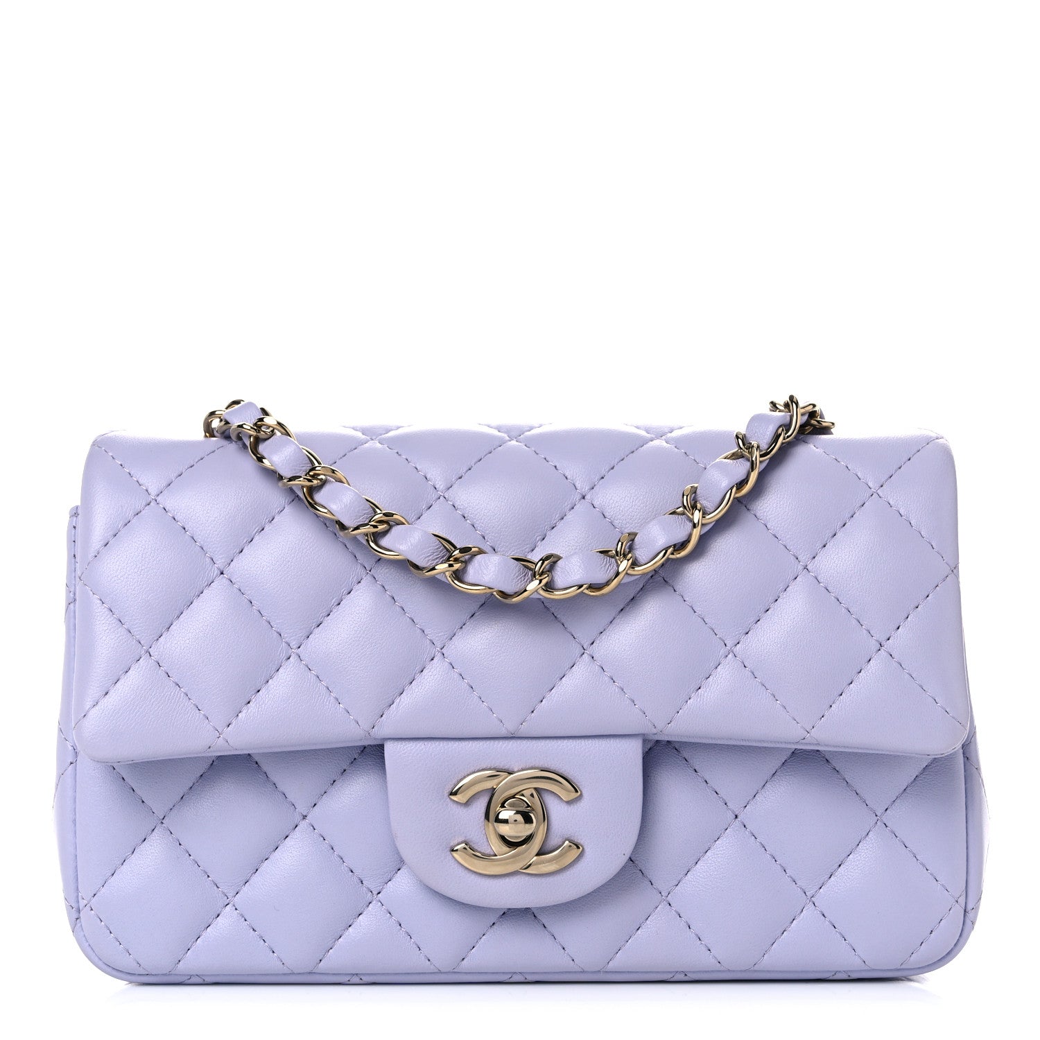 Chanel Lambskin Quilted Mini Rectangular Flap Light Purple 1 of 9