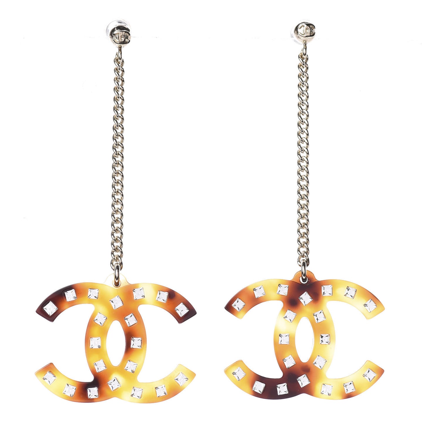 CC Crystal Drop Earrings Tortoise