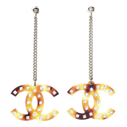 Chanel CC Crystal Drop Earrings Tortoise 1 of 4