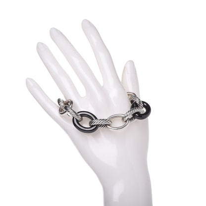 David Yurman Sterling Silver Black Ceramic 17mm Extra Large Oval Link Bracelet 2 of 4