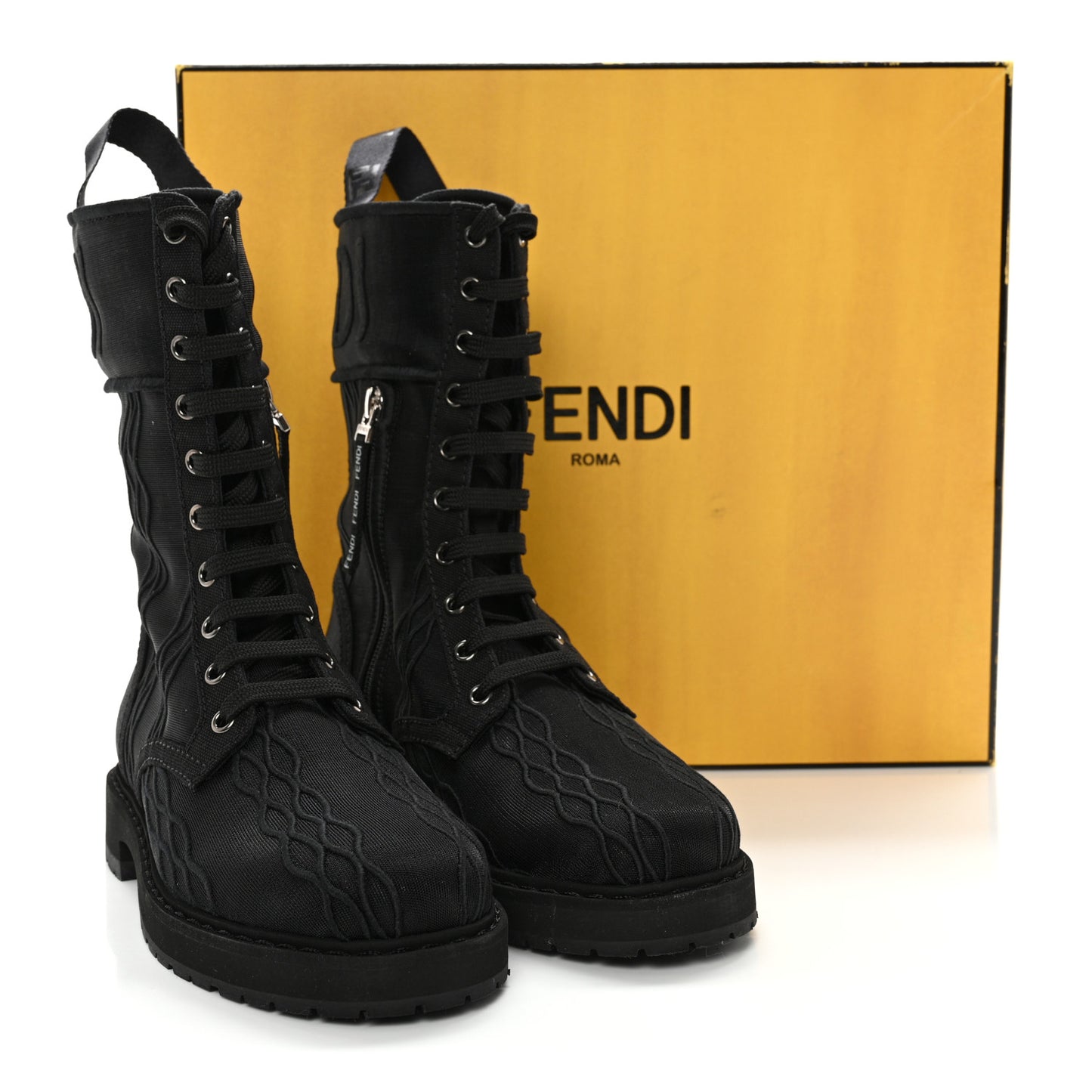 Mesh Canvas Embroidered Womens Lace Up Boots 36.5 Black