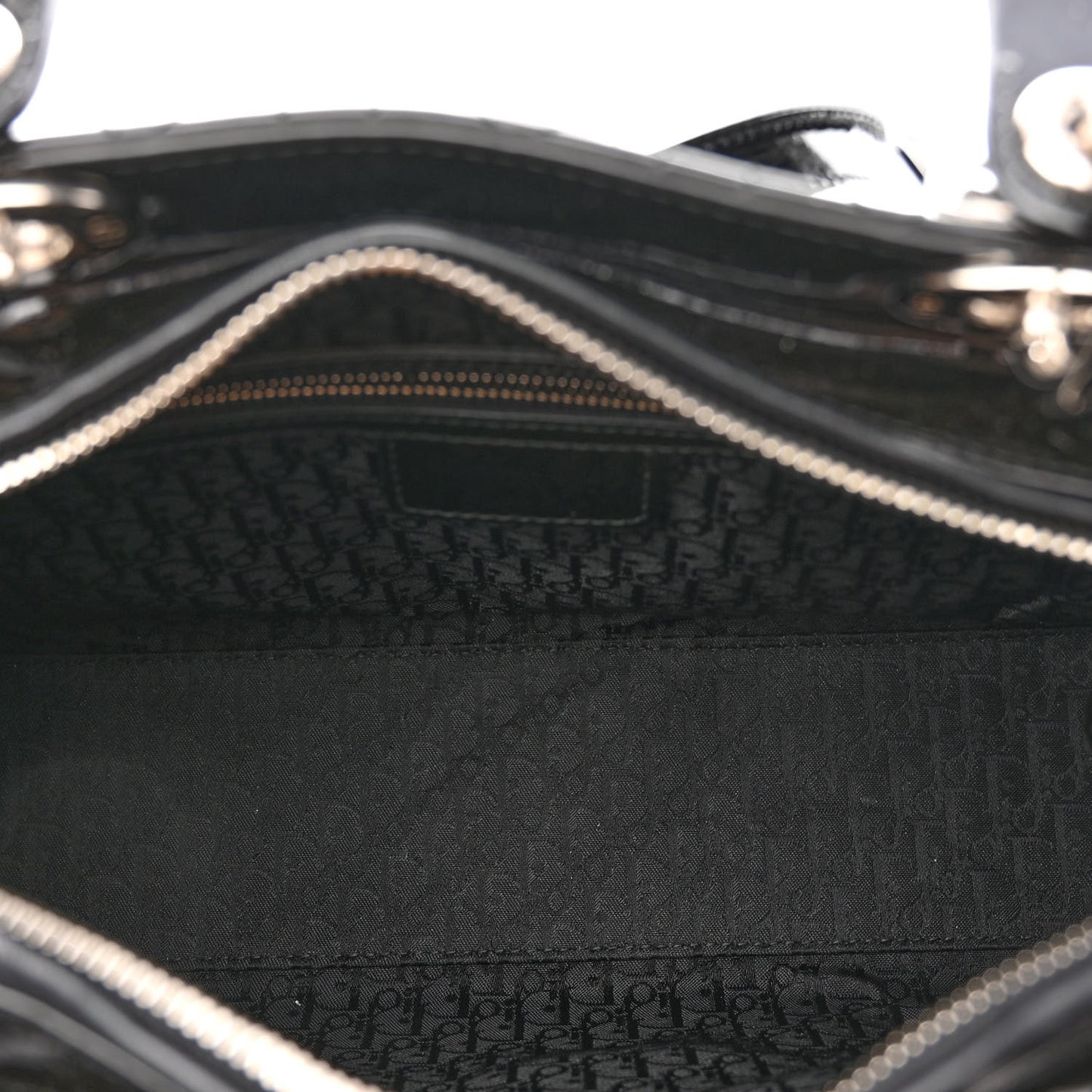 Patent Cannage Large Lady Dior Black