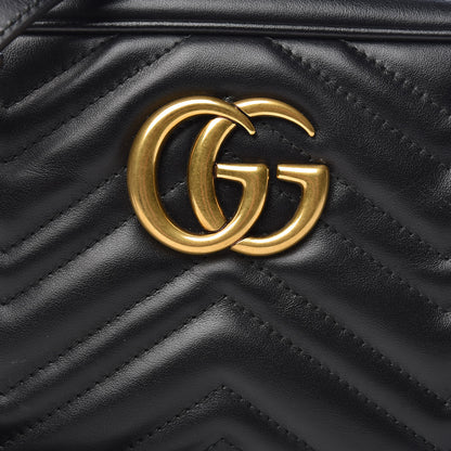Gucci Calfskin Matelasse Small GG Marmont Chain Shoulder Bag Black 8 of 12