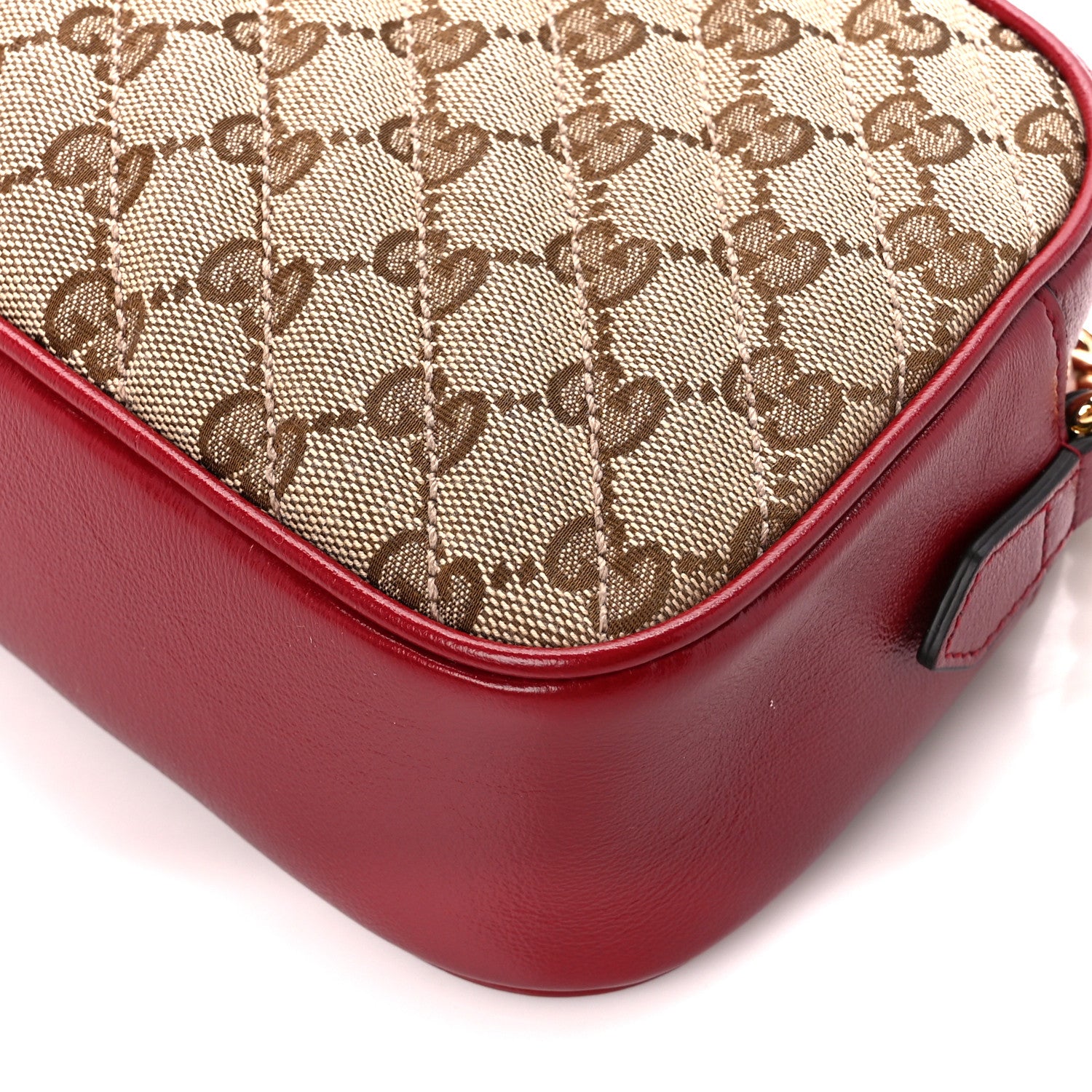 Gucci Monogram Azalea Calfskin Matelasse Diagonal Small GG Marmont Chain Shoulder Bag Beige Ebony New Cherry Red 11 of 12