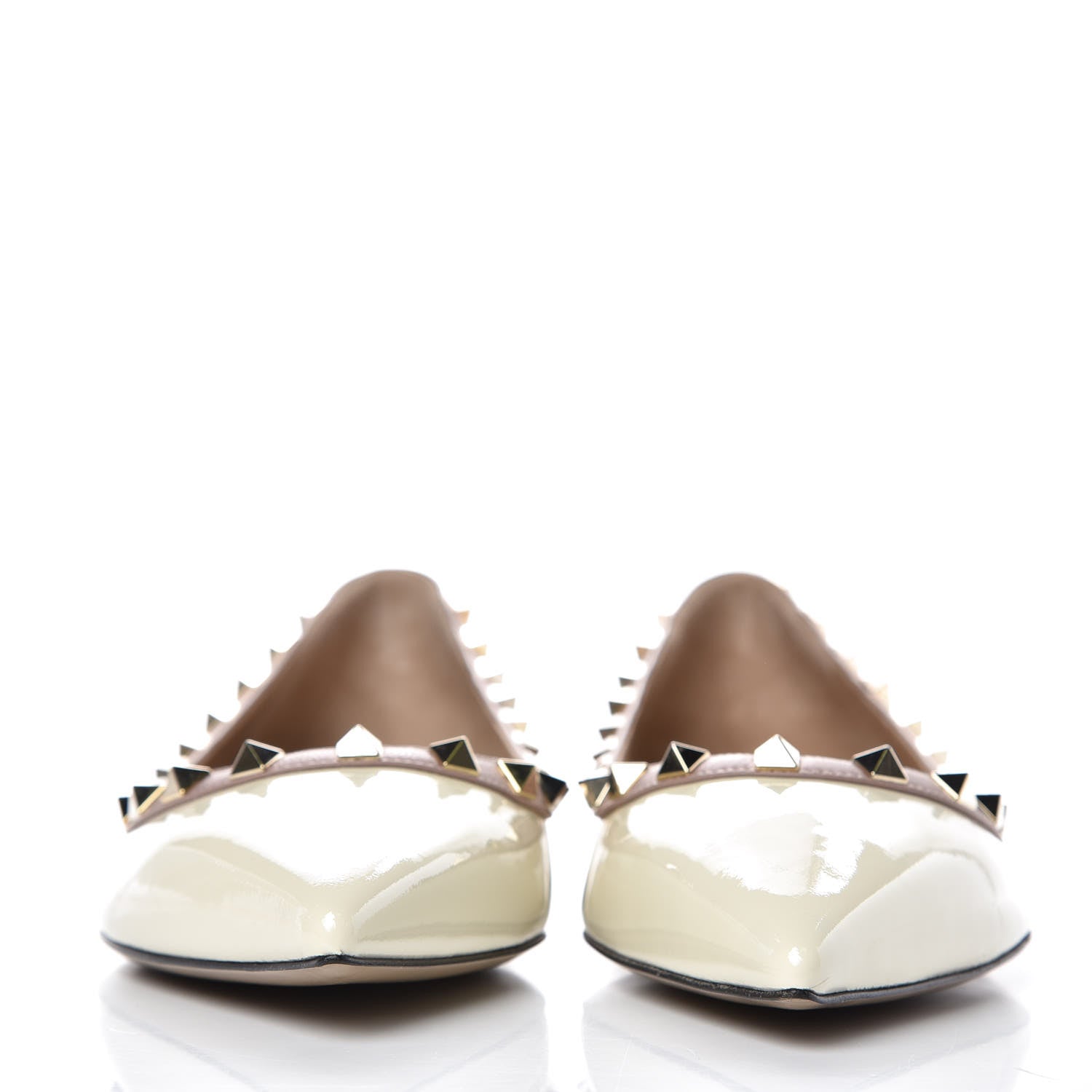 Valentino Garavani Patent Rockstud Ballerina Flats 38.5 Light Ivory Poudre 2 of 9