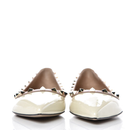 Valentino Garavani Patent Rockstud Ballerina Flats 38.5 Light Ivory Poudre 2 of 9