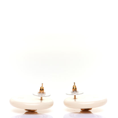 Chanel Round Earrings Gold Cream 3 of 5