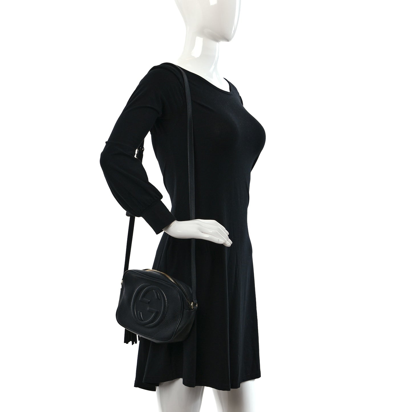 Pebbled Calfskin Small Soho Disco Bag Black