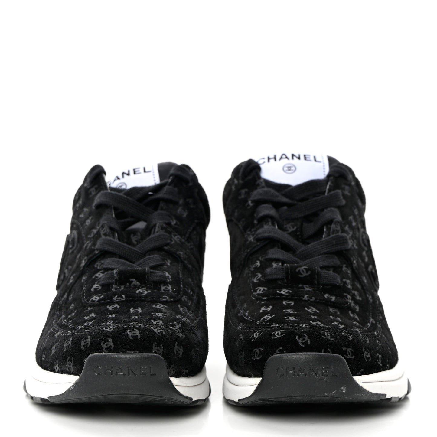 Suede Calfskin Printed CC Sneakers 38.5 Black