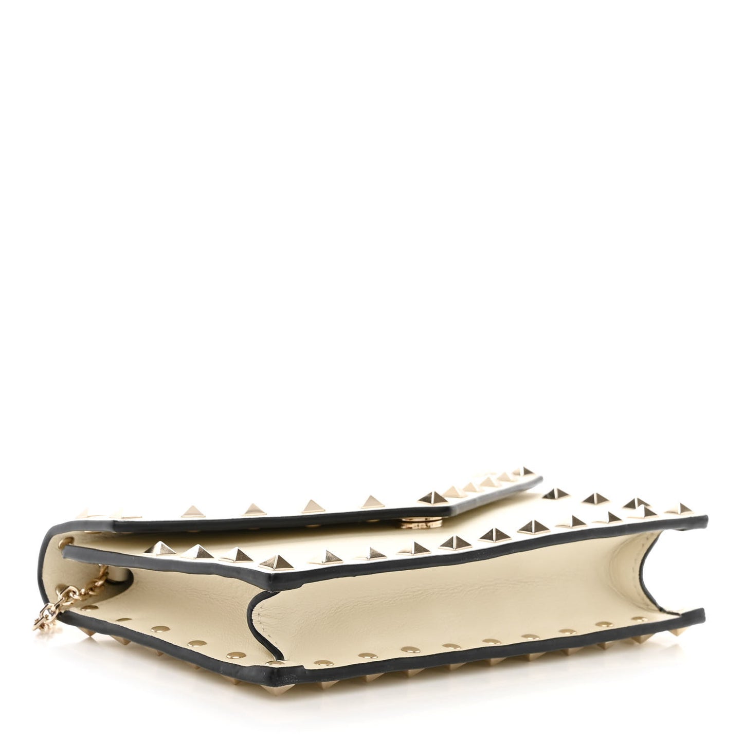 Vitello Rockstud Envelope Wallet on Chain Ivory